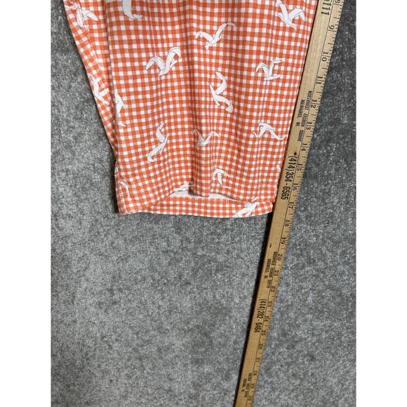 Lands End Capri Pants Womens Size 3X Orange Check Seagull Bird Pockets Pull‎ On - Picture 7 of 8